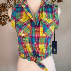 Colorful plaid western top